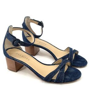 Talbots Blue Denim Block Heel Sandals
